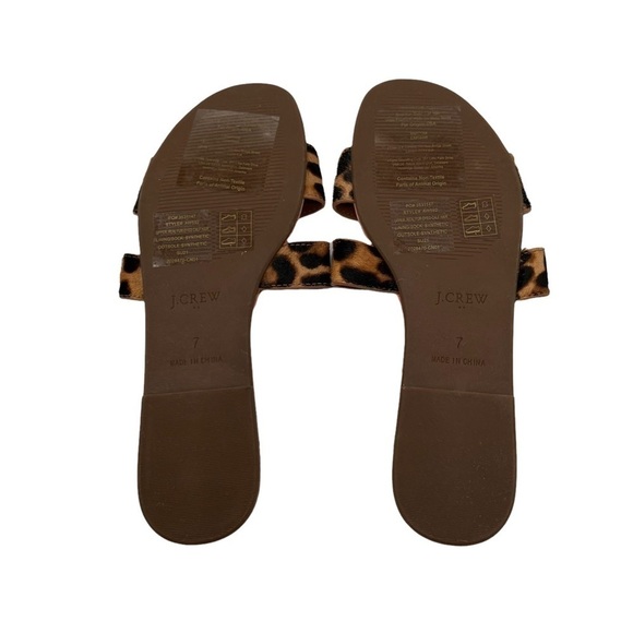 J. Crew Brown Leopard Print Calf Hair Slide Sandals Size 7 Women's - Picture 8 of 9